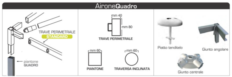 Gazebo professionale Airone Quadro